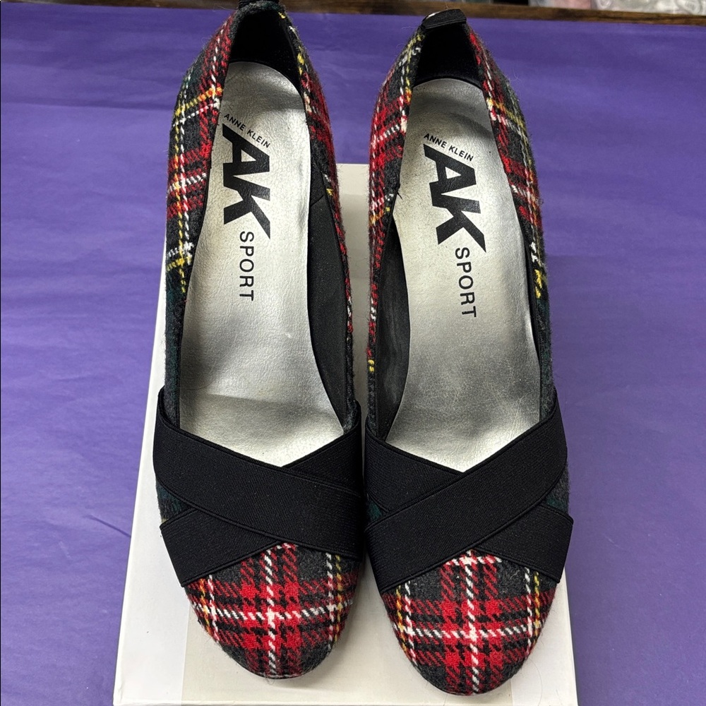 Anne Klein Sport Akximom Multicolor Plaid Flats Size 10M